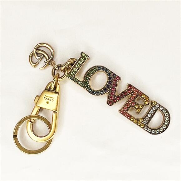GUCCI LOVED Key Chain Key Ring Multi Color Crystals in Box COA - Picture 8 of 10